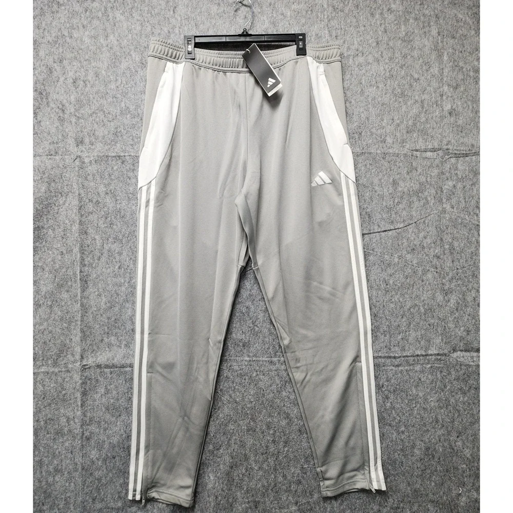 Adidas Tiro 24 Training Pants Mens 2XLT‎ Gray White 3 Stripe Tapered Joggers NEW